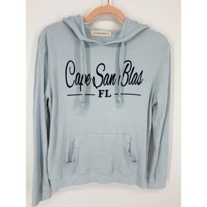 Ocean Drive Hoodie Women Small Light Blue Cape San Blas Ribbed Knit Beach